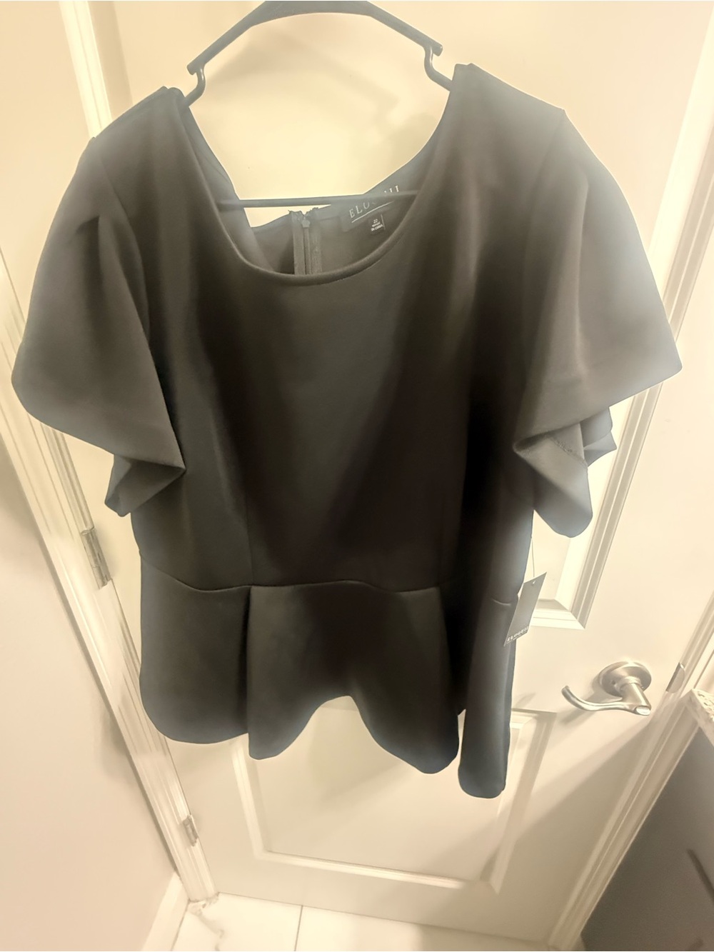 Eloquii Black Short-Sleeve Peplum Blouse